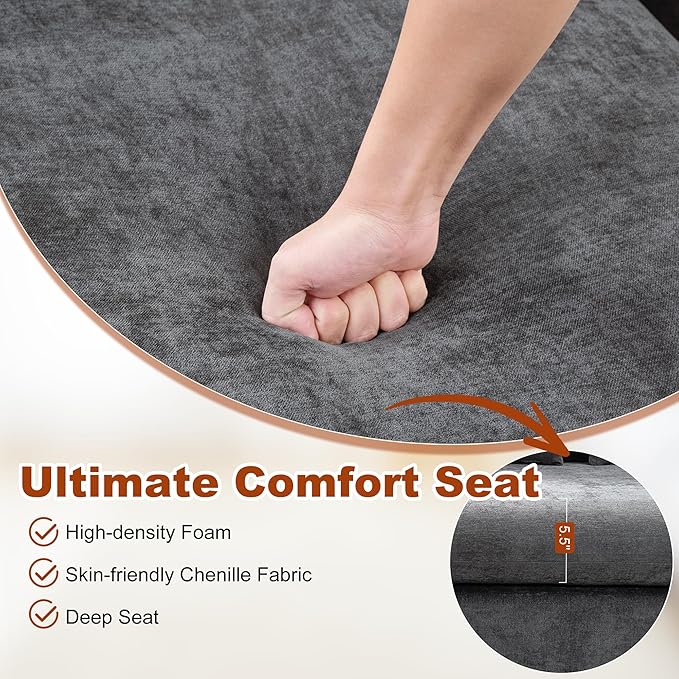 93.7" Sectional Couch, Upholstered Modular Sofa L Shaped Couch with Storage Compartment, Sectional Couches for Living Room and Office, Cool Grey