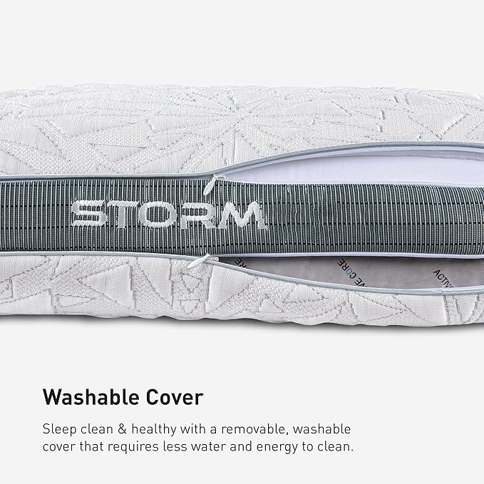 Bedgear Storm Performance Pillow – 3.0 - Cooling Bed Pillow for Hot Sleepers - Medium Firmness Pillow for All Sleep Positions, Washable & Removable Cover - 20" W x 26" L x 6.5" H