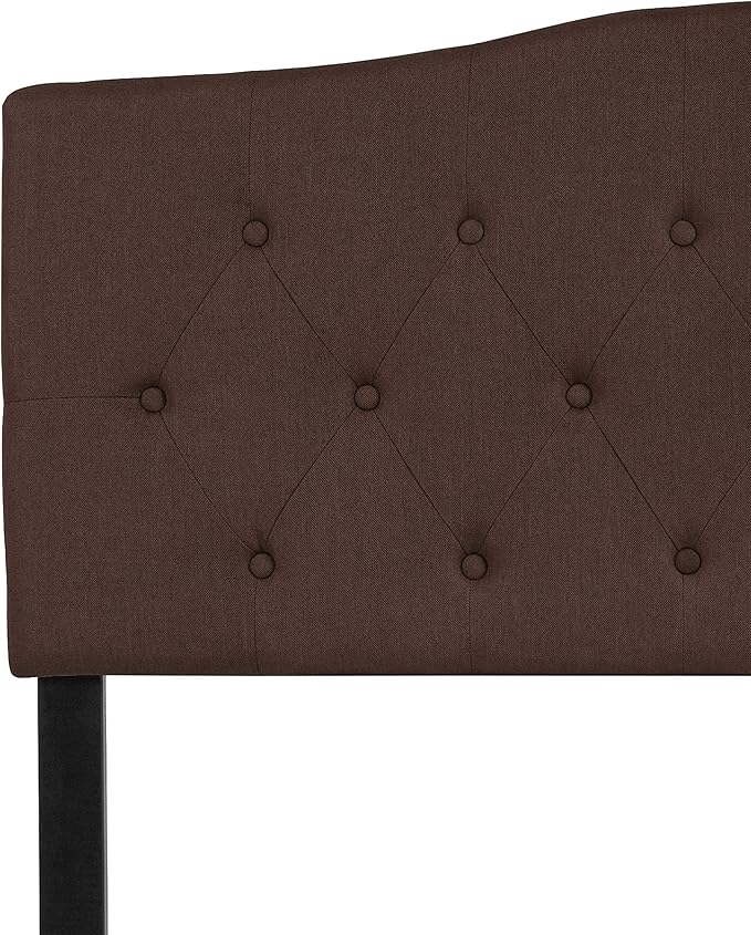 Flash Furniture Cambridge Tufted Upholstered Full Size Headboard in Dark Brown Fabric