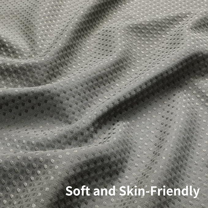 Colorful Star 256GSM Waffle Weave Heavy Duty Shower Curtains, No Hook Shower Curtain with Snap in Fabric Liner, Hotel Style Waterproof Bathroom Curtain Set, 72 x 75 Inch, Grey