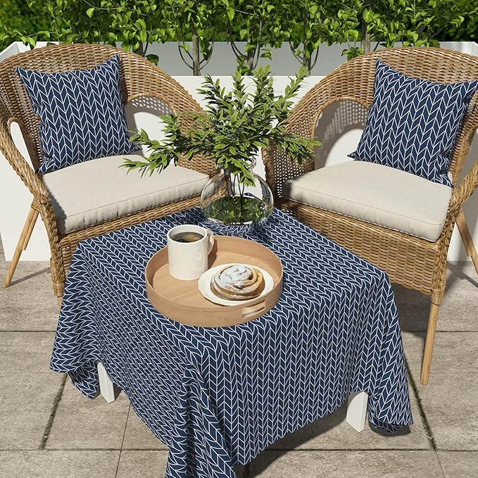 LVTXIII Outdoor/Indoor Pillow Covers ONLY, Square Throw Pillow Covers, Modern Cushion Cases for Sofa Patio Couch Decoration 18 x 18 Inch, Pack of 2, Herringbone Navy