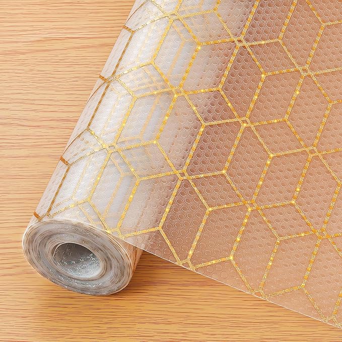 Cooyes Shelf Liner, Non Adhesive Drawer and Cabinet Liner, EVA Washable Oil-Proof Shelf Paper for Kitchen Cabinets, Refrigerator, Storage, Desks with Modern Pattern