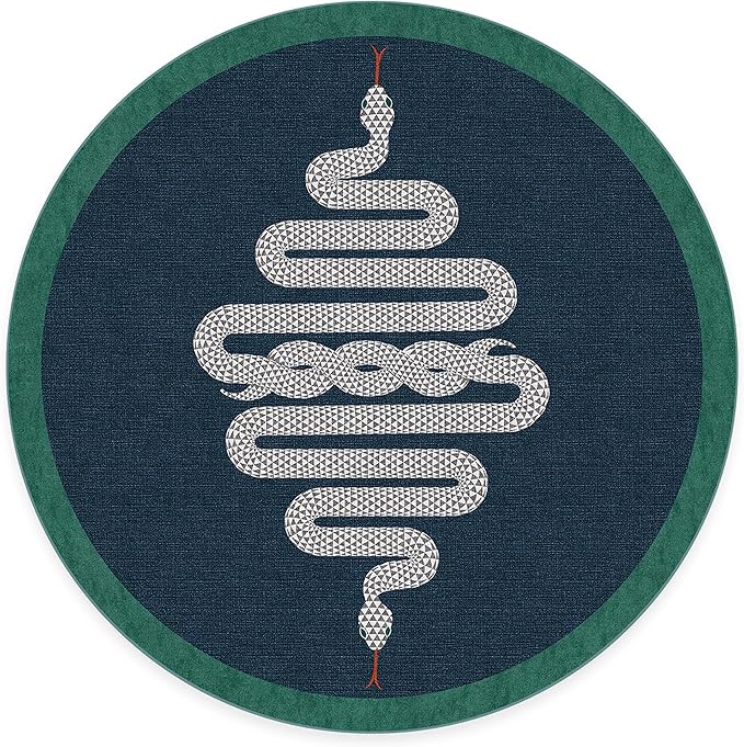 RUGGABLE x Jonathan Adler Machine Washable Modern Area Rug – Venom Sapphire 6 ft Round, Stain-Resistant, Non-Slip – Medium Rugs for Living Room, Bedroom, Hallway, Entryway & Office–with Cushioned Pad