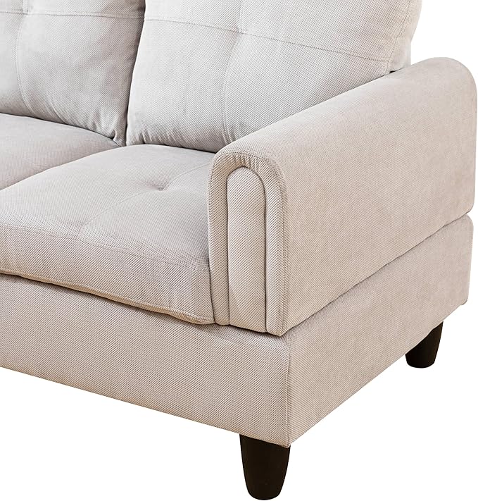 NicBex Sectional Couch 2 Pieces 66.5" L Sofa with Left Chaise Corduroy L Shaped Cloud Couch for Living Room Furniture Sets with Cushion, Modular Sofa for Living Room & Small Apartment, Gray White