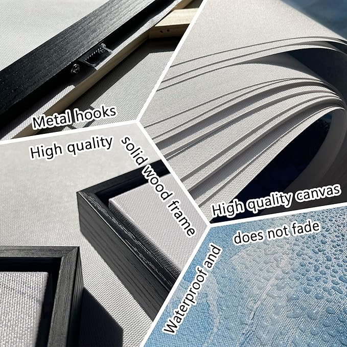 yiijeah Wall Art for Living Room - Navy Blue Large Canvas Wall Art for Farmhouse Wall Decor Abstract Paintings Modern Framed Artwork for Walls Blue and White Bedroom Office Contempor Decoration