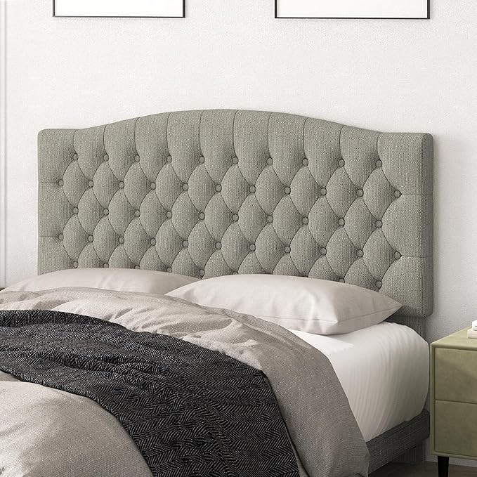 Queen Headboard Only, Upholstered Headboard for Adjustable Bed Linen Tufted Queen/Full Size Wall Mounted Head Board with Solid Wood Legs Head Board, Linen
