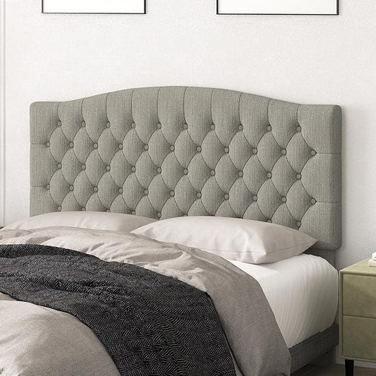 Queen Headboard Only, Upholstered Headboard for Adjustable Bed Linen Tufted Queen/Full Size Wall Mounted Head Board with Solid Wood Legs Head Board, Linen