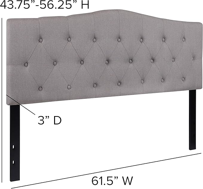 Flash Furniture Cambridge Tufted Upholstered Queen Size Headboard in Light Gray Fabric