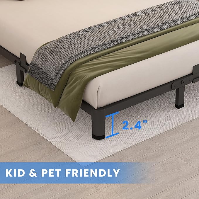 MAF 4 Inch King Metal Platform Bed Frame with Round Corner Legs, 3000 LBS Heavy Duty Steel Slats Support, Noise Free, No Box Spring Needed, Easy Assembly