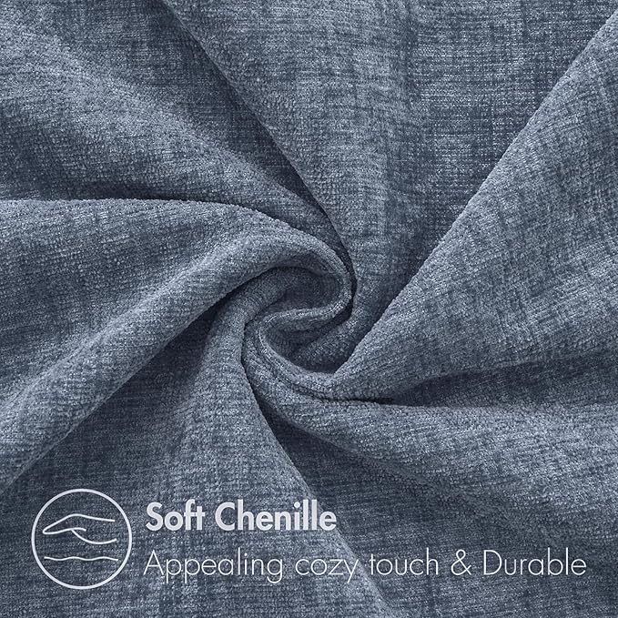 MIULEE Pack of 2 Couch Throw Pillow Covers 12x20 Inch Soft Dark Grey Blue Chenille Pillow Covers for Sofa Living Room Solid Dyed Pillow Cases