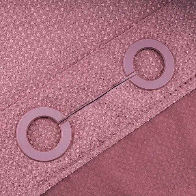 River Dream Heavyweight No Hooks Required Dotted Waffle Weave Shower Curtain with Snap in Liner - 71W x 74H,Hotel Grade,Spa Like Bath Curtain,Pale Mauve