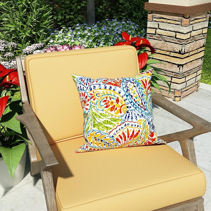 LVTXIII Outdoor Throw Pillow Covers 18 x 18 Inch, Covers ONLY Modern Paisley Pattern Decorative Square Toss Pillow Case Pack of 2 for Home Patio Garden Sofa Bed Furniture, Paisley Multi