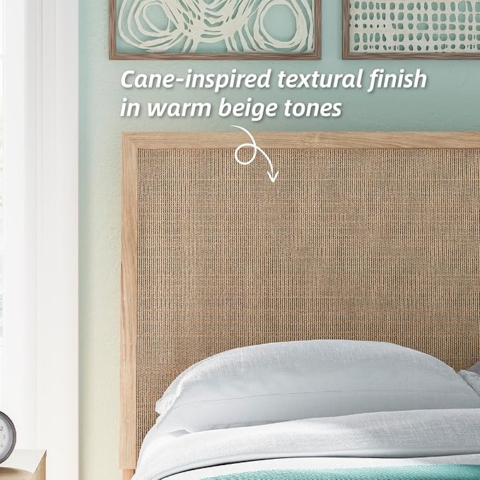 Signature Design by Ashley Cielden Farmhouse Full Panel Platform Bed, Foundation or Box Spring Not Needed, Light Brown