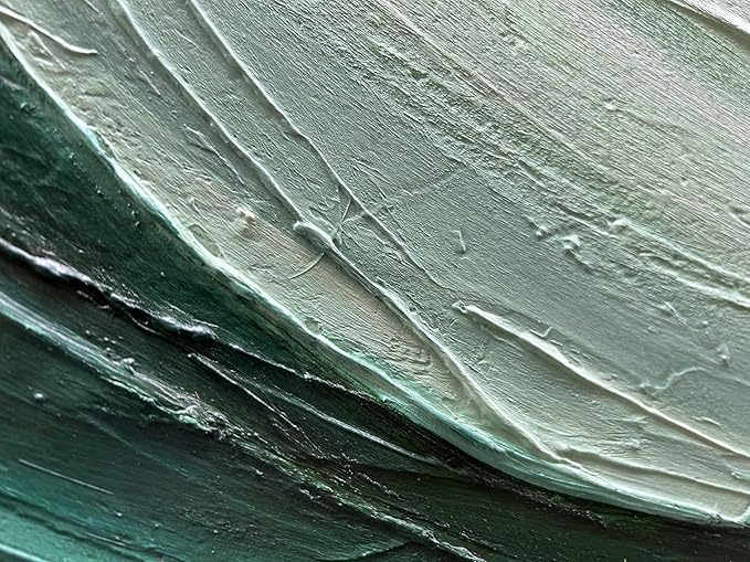 Art 24x48 Inch Hand-Painted Green Texture Oil Painting Modern Abstract Canvas Art Home Wall Decoration