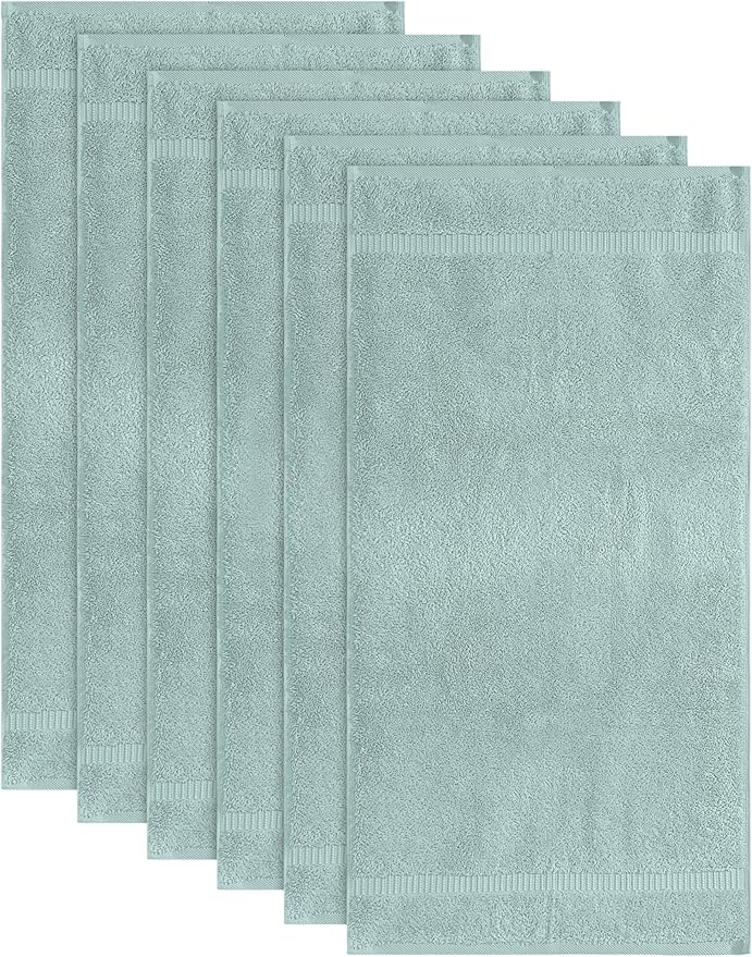 SALBAKOS 100% Turkish Cotton Hand Towel Set of 6 16x30 inch | Heirloom Quality | Hotel & Spa Collection | Soft, Absorbent, Long Lasting Hand Towels | Made in Turkey (Seafoam Green, 6 Hand Towels)