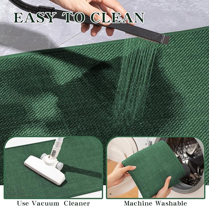 chakme Bathroom Rugs Mat 32x17, Ultra Thin Non Slip Bath Mat Quick Dry Absorbent Bath Mat for Bathroom Floor, (Green, 32"x17")