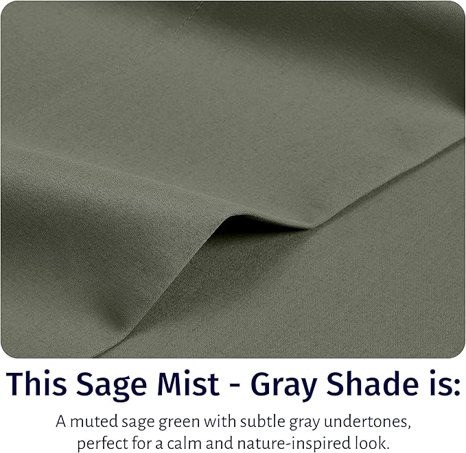 California Design Den King Percale Sheets Set - Certified 100% Egyptian Cotton, Crisp Percale King Bed Sheets Egyptian Cotton Set, Deep Pockets, Cool & Durable Luxury Bedding (Sage Mist - Gray Tone)