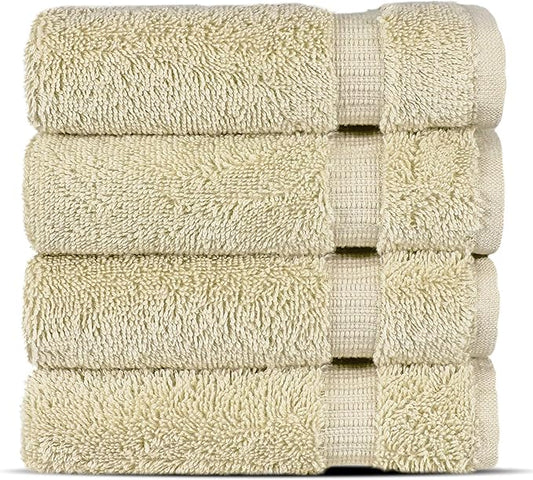 Chakir Turkish Linens | Hotel & Spa Quality 100% Cotton Premium Turkish Towels | Soft & Absorbent (4-Piece Washcloths, Cream)