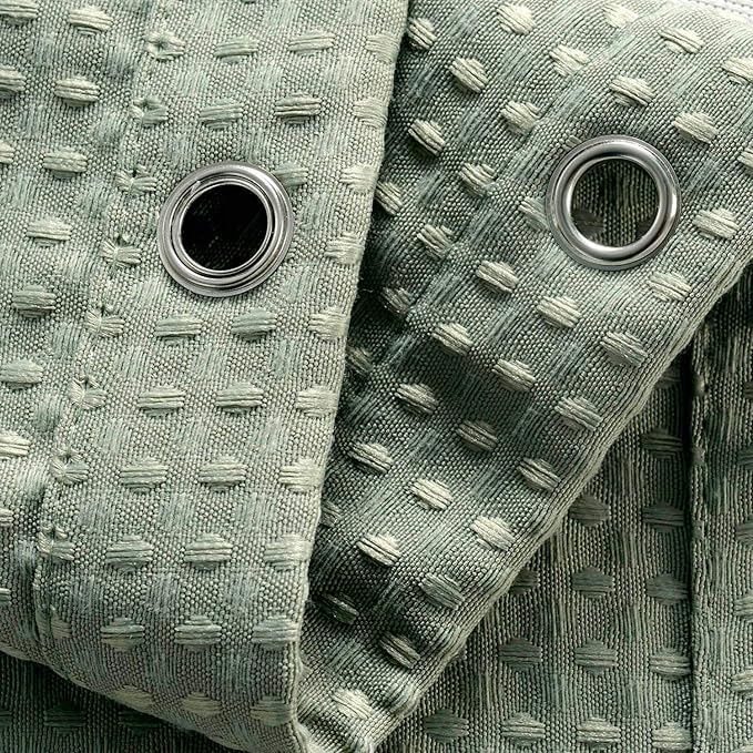 Short Waffle Weave Fabric Shower Curtain 66 inch Long, Hotel Luxury Spa, 230 GSM Heavy Duty, Water Repellent, Machine Washable, Sage Green Pique Pattern Decorative Bathroom Curtain, 71x66