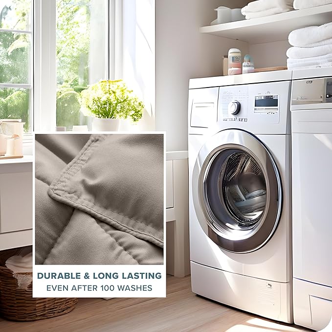 Bare Home Comforter Set - Queen Size - Ultra-Soft - Goose Down Alternative - Premium 1800 Series - All Season Warmth (Queen, Khaki)