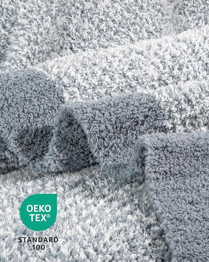 Super Soft Throw Blanket 50 x 60 Inches, Half-Side Plush Fuzzy Blanket for Couch, Sofa, Bed & Chair, Warm Cozy Lightweight Knit Blanket for Fall & Winter, Blue