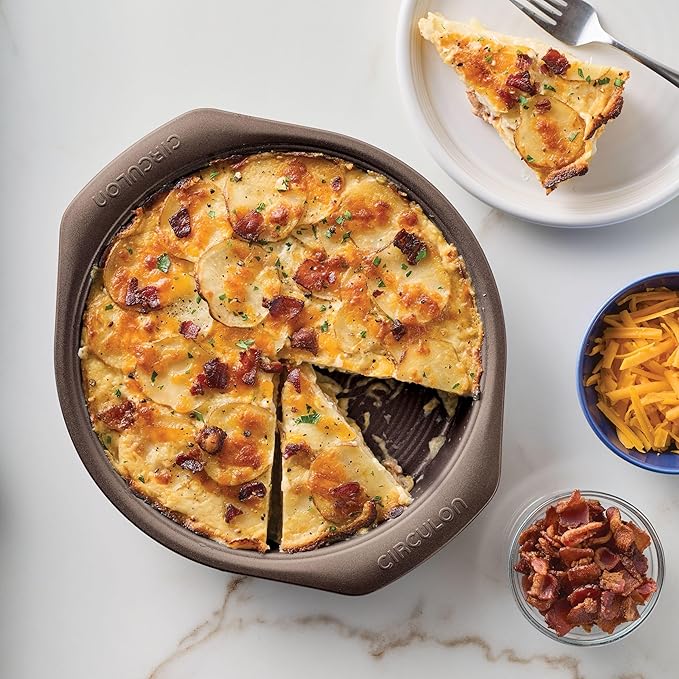 Circulon Nonstick Bakeware Set with Nonstick Bread Pan, Baking Pans, Baking Sheets, Cookie Sheets, Cake Pan and Muffin Pan / Cupcake Pan - 10 Piece, Chocolate Brown