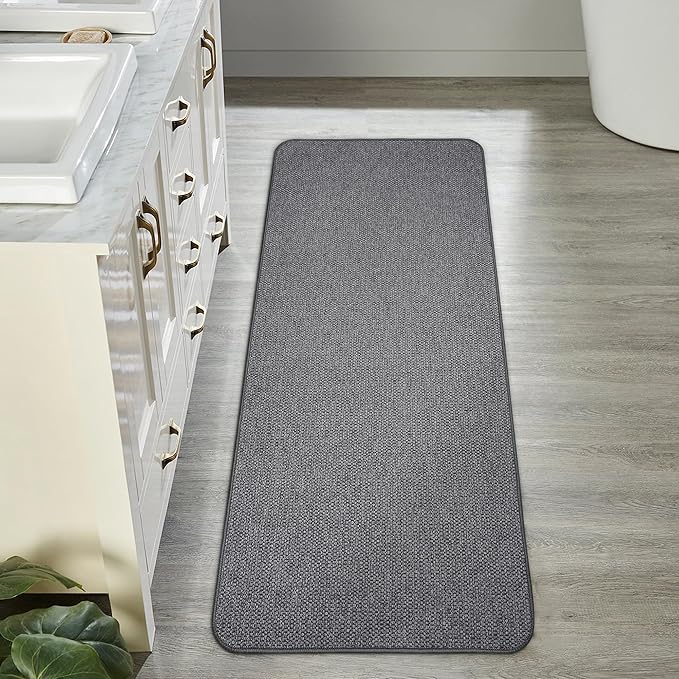 Bath Mat,Ultra Thin Bathroom Runner Rugs,Large Bath Mats for Bathroom,Quick Dry,Non-Slip,Machine Washable,Low Pile,Bath Rug,Shower Outside,Sink,Home Decor Accessories.Dark Grey,1'5"x4'11"（17x59inch）