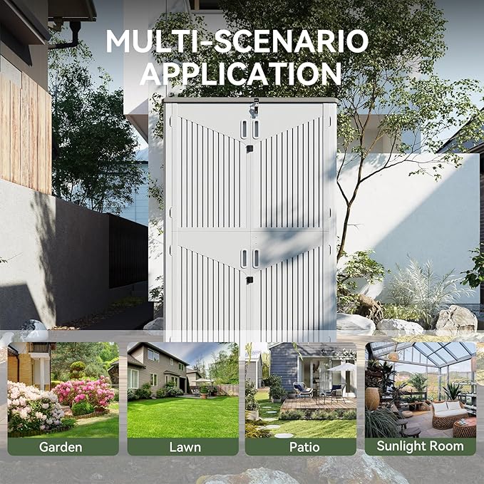 Aoxun 64 Cu.Ft Outdoor Storage Shed with Floor, Waterproof Horizontal Resin Cabinet for Garage Storage, Pool Storage, Bike Shed, Garden Shed