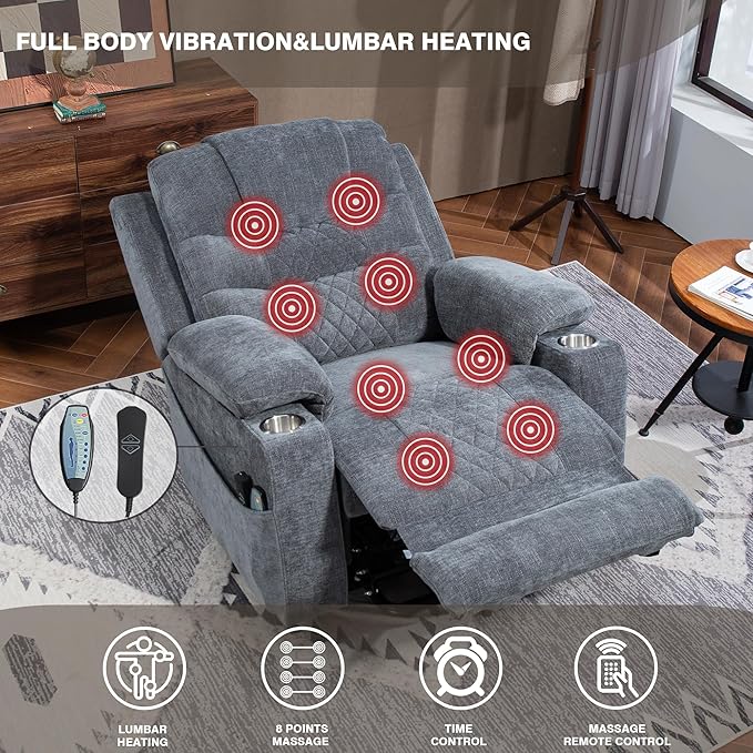 Infinite Position Lay Flat Lift Chairs Recliners for Elderly, Oversized Power Lift Heavy Duty Wide Recliner Chair 400lb, Extended Foot Rest, Armrest Storage, Cup Holders for Big Tall Man