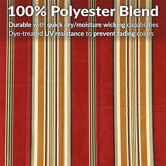 Sunnydaze Quilted Outdoor Hammock with Spreader Bars - Heavy-Duty 450-Pound Capacity Double Hammock for Outside - Red Stripe