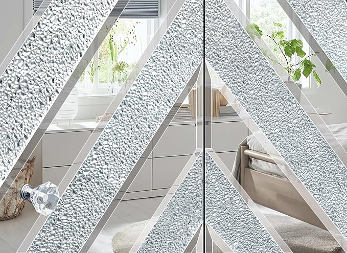 Goujxcy Mirrored TV Stand for 65+ inch TV,Sliver TV Console Table with Open Storage & 2 Storage Cabinets,Diamond Shape Mirror Doors for Living Room (A)