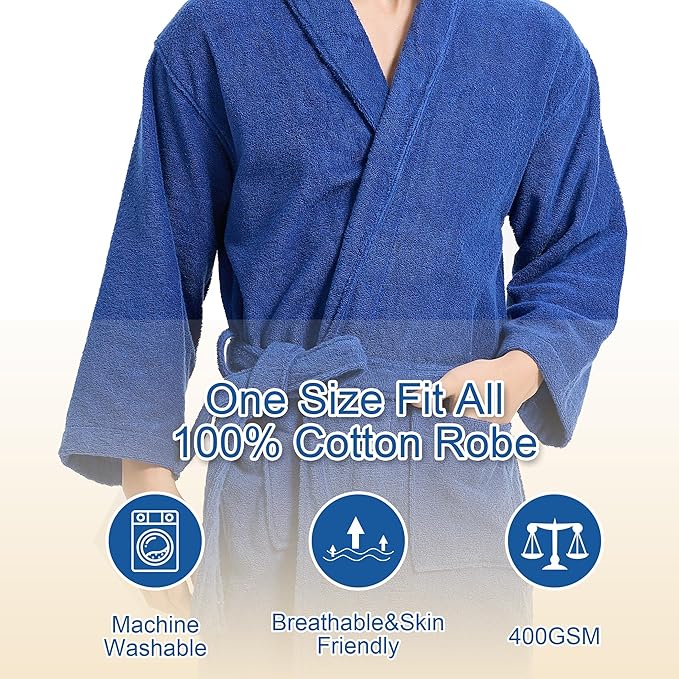 Classic Towels Bathrobe for men,Luxury Hotel Bathrobe,Cotton Terry Cloth Robe,Long Unisex Thick Plush Robe