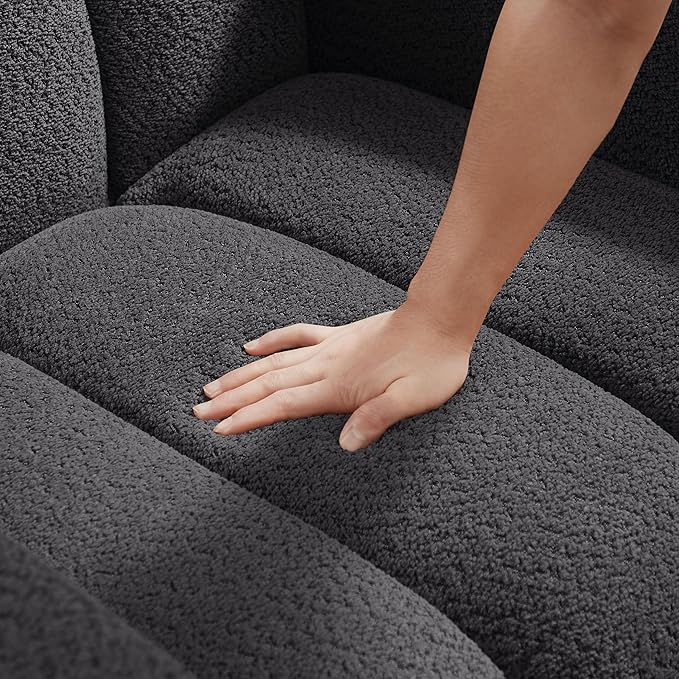 Oversized Accent Chair, Modern Living Room Chairs, Comfy Boucle Fabric Upholstered Armchair for Bedroom, Office, Waiting Room (Dark Gray)