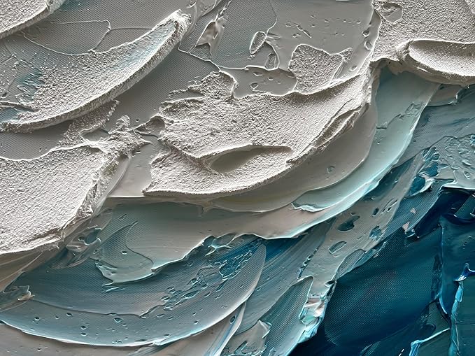 Art 24x48 inch Hand-Painted Blue Ocean Landscape Oil Painting Large Abstract Canvas Art Home Wall Decoration