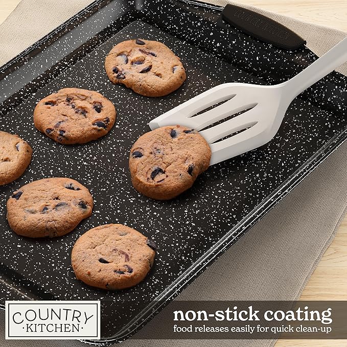 Country Kitchen Nonstick Stackable Bakeware Set - Heavy Duty, Durable, Easy Release Baking Set, Black, 4 Pcs