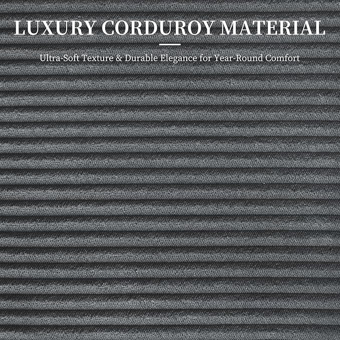 Furnimart 360° Swivel Barrel Accent Chair, Round Upholstered Comfy Lounge Chair, Corduroy High-Resilienc Foam Single Sofa, No Assembly Wide Seat for Living Room, Bedroom, Apartment (Gray)