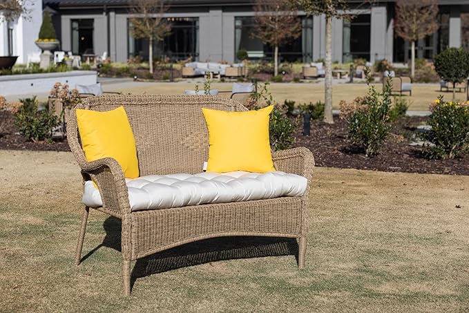 RSH DECOR: Sunbrella Square Throw Pillows Set of 4 | 24" x 24" | Water and Fade-Resistant Performance Fabric | Outdoor Pillow Covers with Down-Alternative Inserts | Canvas Sunflower Yellow