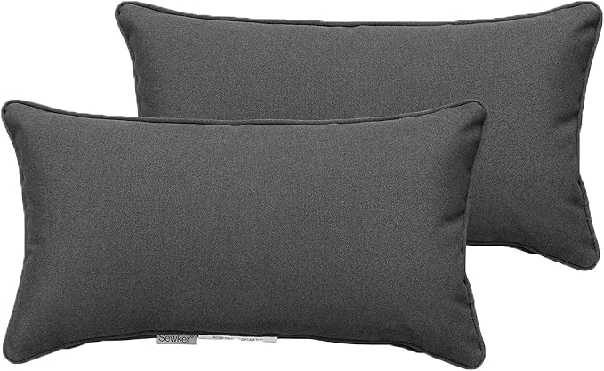 Indoor/Outdoor Decorative Lumbar Throw Pillows Water Resistant, 18"x10" Set of 2 for Patio Furniture Bolster Rectangle Pillows - Modern Grey