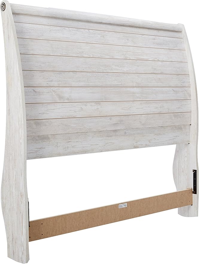 Signature Design by Ashley Willowton Cottage Farmhouse Sleigh Headboard ONLY, Queen, Whitewash