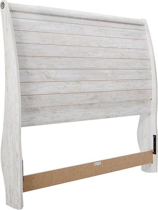 Signature Design by Ashley Willowton Cottage Farmhouse Sleigh Headboard ONLY, Queen, Whitewash