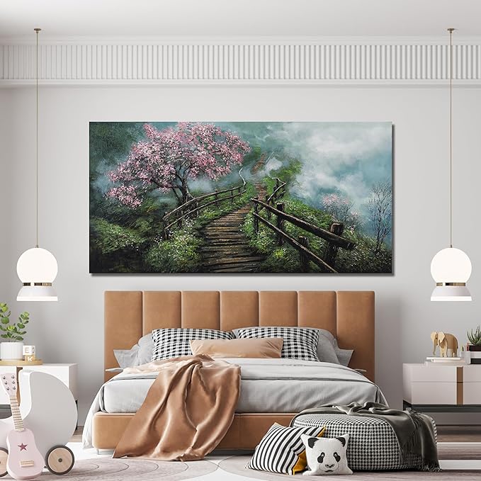 Dimpaga Canvas Wall Art Decor Large Wall Art Pictures for Living Room Tree of Life Wall Art Prints Foggy Trail Wall Art Decor Large Artwork for Walls for Room Home Office Wall Decor 29" X 58"