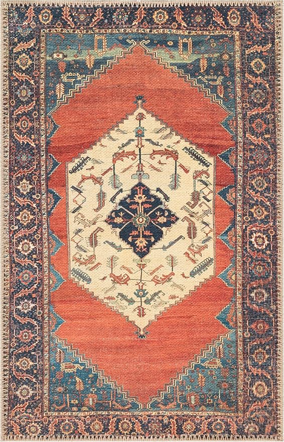 Keen Home Design 2x3 Rug - Machine Washable Entry Rug with Non-Slip Backing, Ideal for Enteryway, Kitchen, Bathroom, Laundry Room - Vintage, Easy Clean, Durable, Low Pile Rug - (2' x 3')