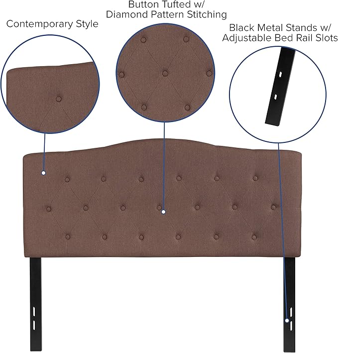 EMMA + OLIVER Tufted Upholstered Full Size Headboard in Camel Fabric