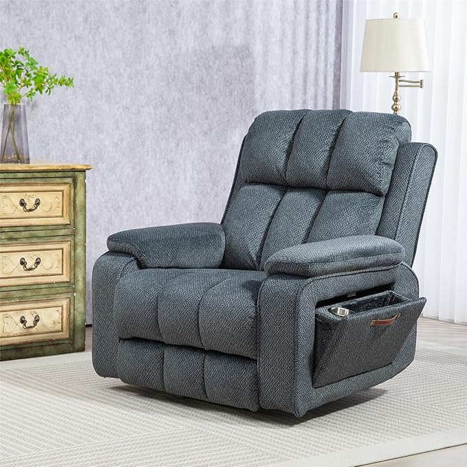 Power Lift Recliner Chairs for Elderly Big Man 400lbs, Oversized Lay Flat Recliner with Heat & Massage, Extended Footrest and Side Storage Cup Holder for Adults Seniors