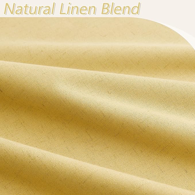 Guken Blackout Curtains 90 Inch Length 2 Panels Set for Living Room Bedroom Back Tab Thermal Insulated 100% Black Out Linen Drapes Room Darkening Window Curtains 90 Inches Long,Gold Yellow