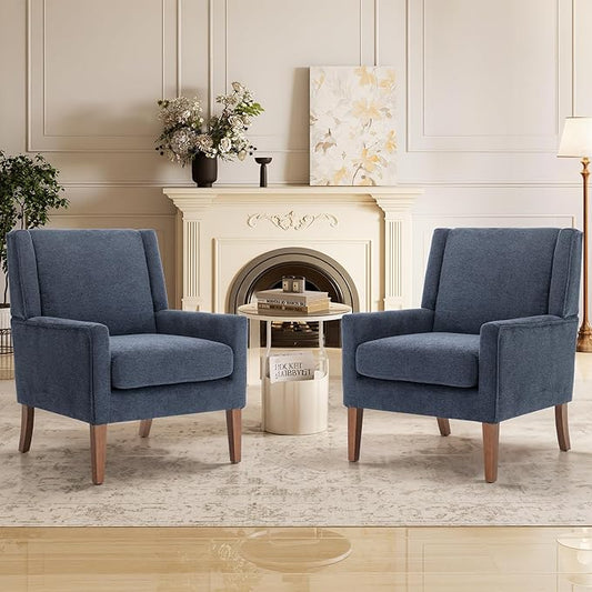 Accent Chairs for Living Room, Mid-Century Wooden Fabric Living Room Chairs, Arm Chair, Side Chairs for Living Room, Bedroom, Reading Nook