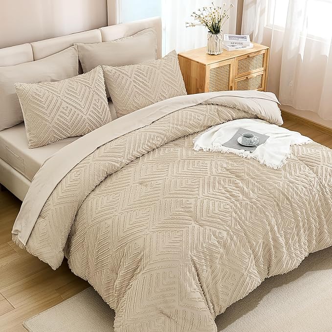 Andency Bed in a Bag Queen Khaki- 7 Pieces Queen Comforter Set Bedding Comforter Sets, Tufted Lightweight Fluffy Bed Set with Comforter, Sheets, Pillowcases & Shams for All Season