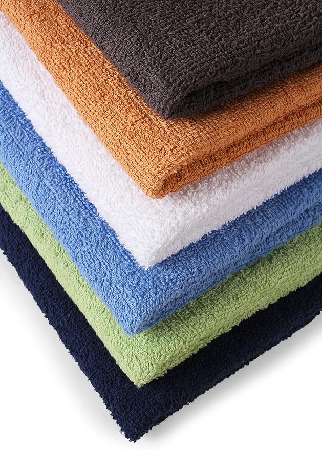 Towel and Linen Mart 100% Cotton 6 Pack Bath Towel Set, Quick Dry, Super Absorbent, Light Weight, Soft, (27 x 54 Pack of 6) Beige, White, Grey, Sky Blue, SAGE Green, Navy