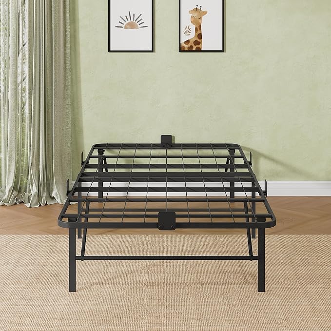 WLIVE Foldable Twin Bed Frames, Metal Platform Bed Frame Twin Size with Heavy Duty Steel Slats, No Box Spring Needed, Easy Assembly, No Noise, Black