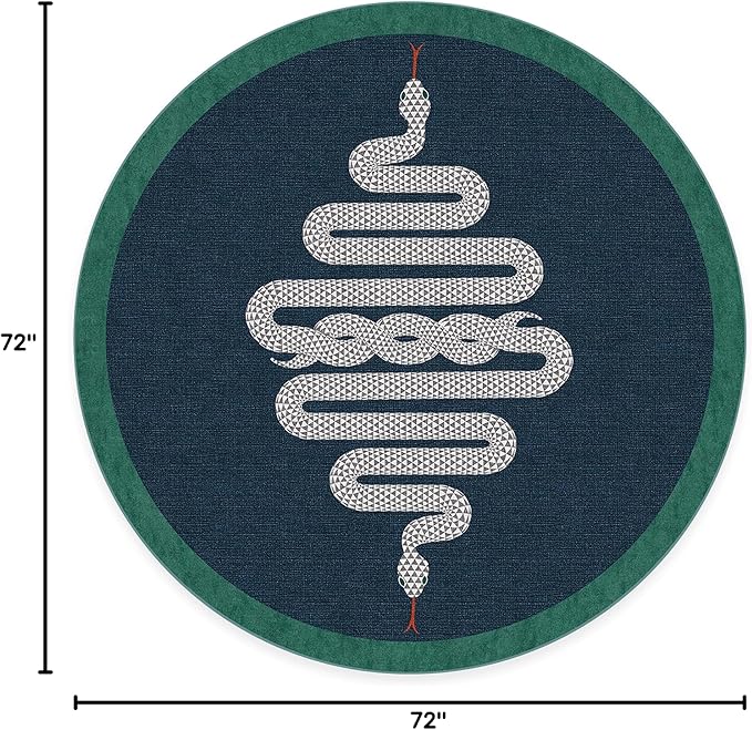 RUGGABLE x Jonathan Adler Machine Washable Modern Area Rug – Venom Sapphire 6 ft Round, Stain-Resistant, Non-Slip – Medium Rugs for Living Room, Bedroom, Hallway, Entryway & Office–with Cushioned Pad